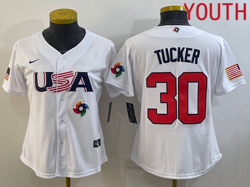 Youth 2023 World Cub USA #30 Tucker White MLB Jersey9